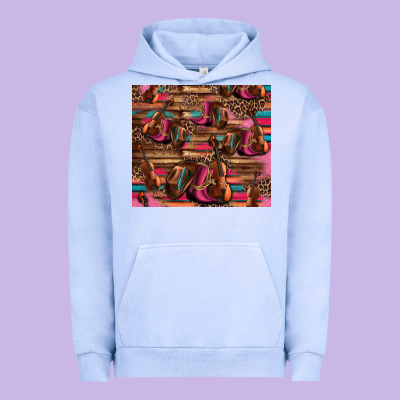 Valentines Day Violin And Cowboy Boots Country Music Urban Hoodie Designed By Jasminsmagicworld