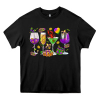 Black Mardi Gras wine glasses Heavy Core Tee - HowdyJamesFarm