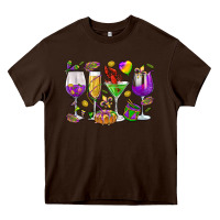Chocolate Brown Mardi Gras wine glasses Heavy Core Tee - HowdyJamesFarm