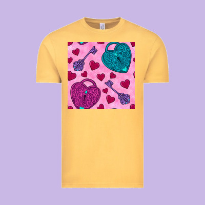 Valentines Day Lock And Key Seamless Pattern Vintage Tee Designed By Bundleandbundleshop
