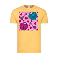 Vintage Mustard valentines day lock and key seamless pattern Vintage Tee - BundleAndBundleShop