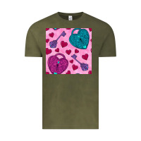 Vintage Olive valentines day lock and key seamless pattern Vintage Tee - BundleAndBundleShop