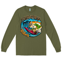 Army Green Summer Vibes Long Sleeve Tee - CowhideDigitalArt