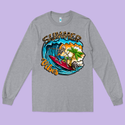 Summer Vibes Long Sleeve Tee Designed By Cowhidedigitalart
