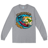 Heather Grey Summer Vibes Long Sleeve Tee - CowhideDigitalArt