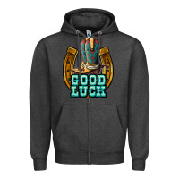 Charcoal Heather good luck Zipper Hoodie - JahusDesignShop
