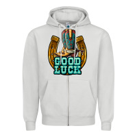Dove Grey good luck Zipper Hoodie - JahusDesignShop