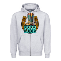 Heather Grey good luck Zipper Hoodie - JahusDesignShop