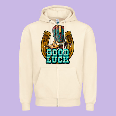 Good Luck Zipper Hoodie Designed By Jahusdesignshop