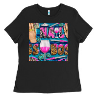 Nail Boss Money Hand And Wine With Gemstone Leopard And Zebra Seamless Ladies Tee | Teevron