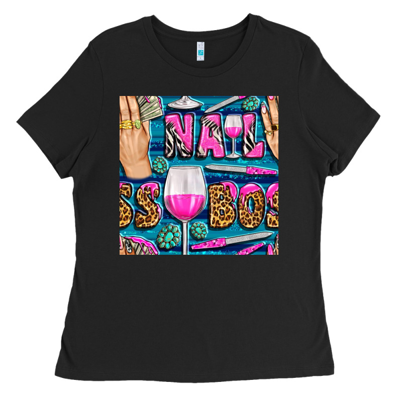 Nail Boss Money Hand And Wine With Gemstone Leopard And Zebra Seamless Ladies Tee by BundleAndBundleShop | Teevron