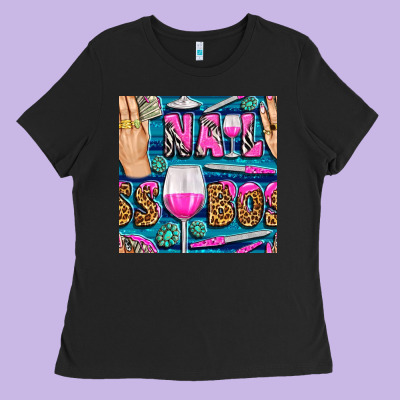 Nail Boss Money Hand And Wine With Gemstone Leopard And Zebra Seamless Ladies Tee Designed By Bundleandbundleshop