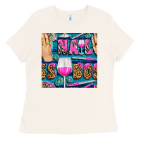 Bone nail boss money hand and wine with gemstone leopard and zebra seamless Ladies Tee - BundleAndBundleShop