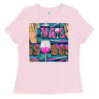 Bubblegum Pink nail boss money hand and wine with gemstone leopard and zebra seamless Ladies Tee - BundleAndBundleShop