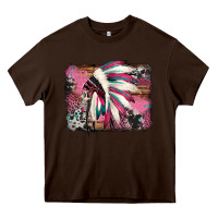 Chocolate Brown indian headdress valentine's day Heavy Core Tee - Jasminsmagicworld