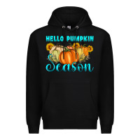 Black hello pumpkin season Premium Hoodie - Artiststas