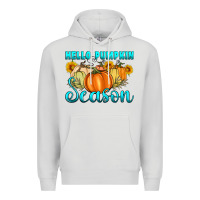 Dove Grey hello pumpkin season Premium Hoodie - Artiststas