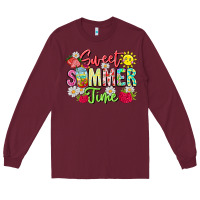 Burgundy Sweet Summer Time Long Sleeve Tee - CowhideDigitalArt