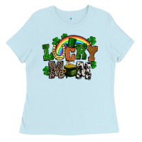 Baby Blue lucky mom St. Patricks Day Ladies Tee - FaDigitalArtStudio