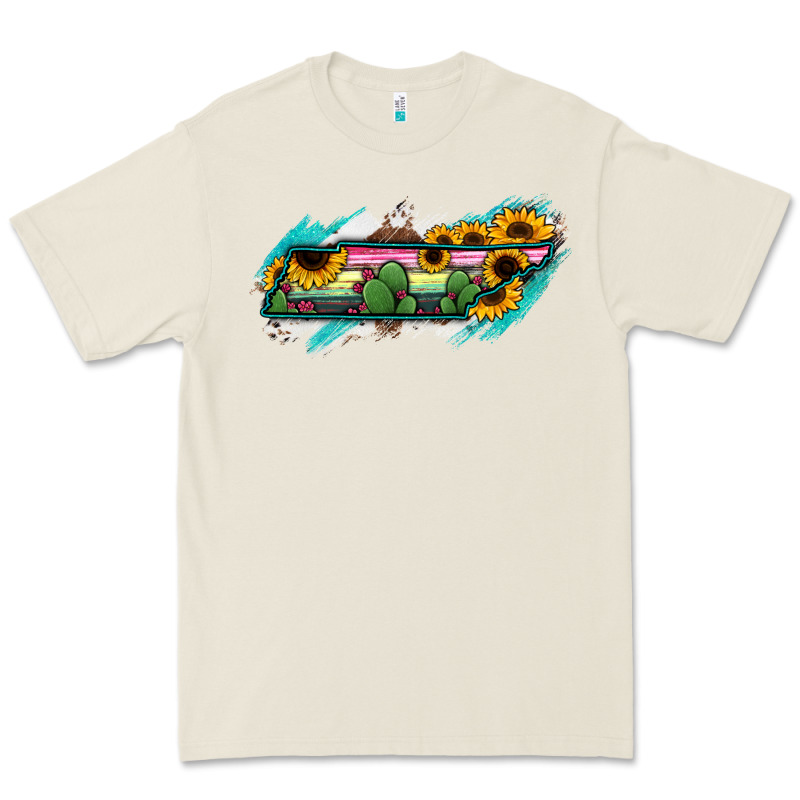 Tennessee Map Sunflower Cactus Serape Premium Tee by RanaPortraitStore | Teevron