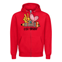 Red peace love 6th grade Zipper Hoodie - JahusDesignShop