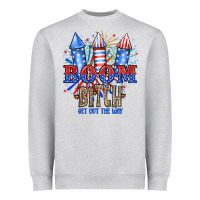 Heather Grey Boom Bıtch Get Out The Way Heavyweight Sweatshirt - JahusDesignShop