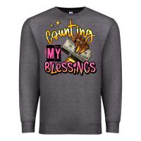Charcoal Heather counting my blessings afro hands Premium Sweatshirt - RanaPortraitStore