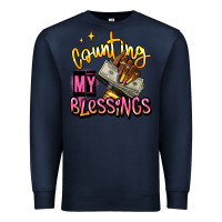 Navy counting my blessings afro hands Premium Sweatshirt - RanaPortraitStore