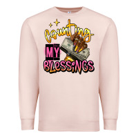 Pale Pink counting my blessings afro hands Premium Sweatshirt - RanaPortraitStore