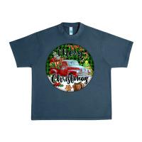 Midnight Navy Merry Christmas Truck Urban Heavy Tee - FaDigitalArtStudio