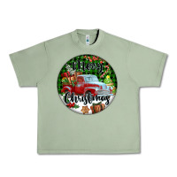 Oil Green Merry Christmas Truck Urban Heavy Tee - FaDigitalArtStudio