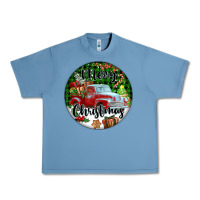 Pebble Blue Merry Christmas Truck Urban Heavy Tee - FaDigitalArtStudio