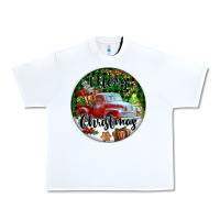 White Merry Christmas Truck Urban Heavy Tee - FaDigitalArtStudio