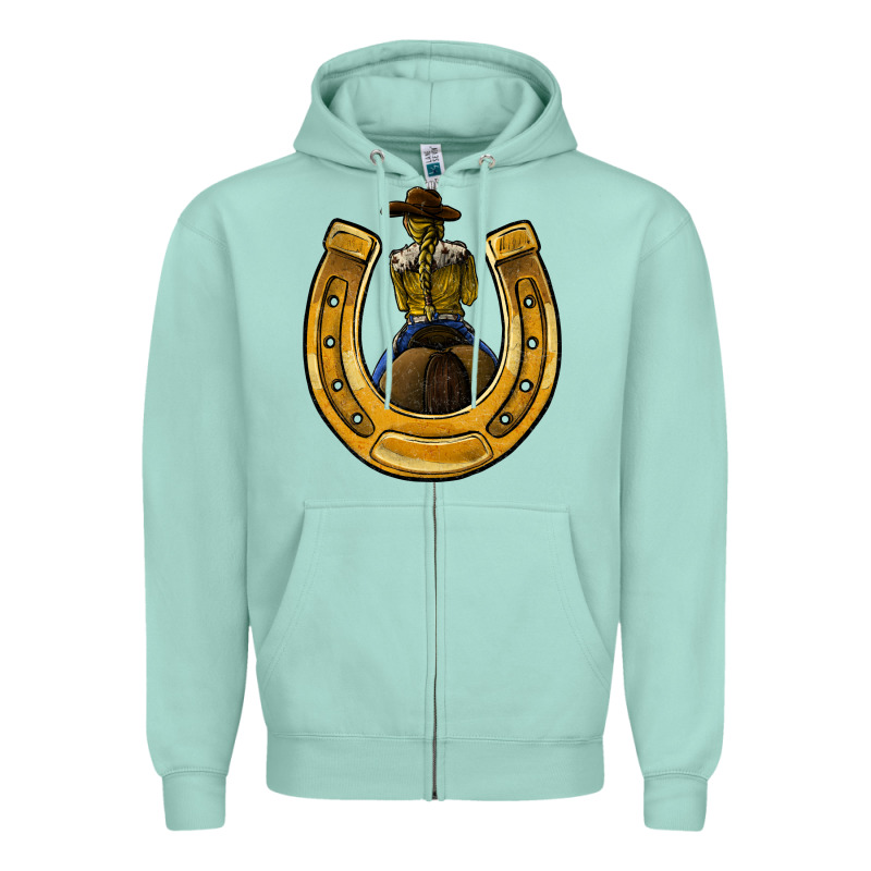 Horseshoe And Cowgirl Zipper Hoodie by JahusDesignShop | Teevron