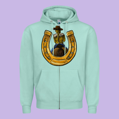 Horseshoe And Cowgirl Zipper Hoodie Designed By Jahusdesignshop