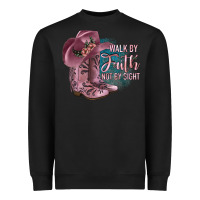 Black Walk By Faith Not By Sight Heavyweight Sweatshirt - JahusDesignShop