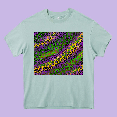 Mardi Gras Leopard Heavy Core Tee Designed By Ranaportraitstore