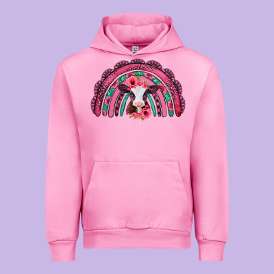 Valentines Day Pink Gemstones Baby Calf Rainbow Urban Hoodie Designed By Jasminsmagicworld