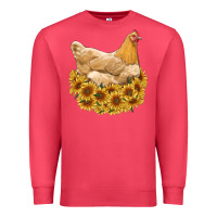 Cardinal chicken with sunflowers Premium Sweatshirt - RanaPortraitStore