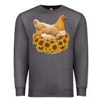 Charcoal Heather chicken with sunflowers Premium Sweatshirt - RanaPortraitStore