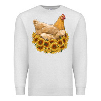 Oatmeal Heather chicken with sunflowers Premium Sweatshirt - RanaPortraitStore