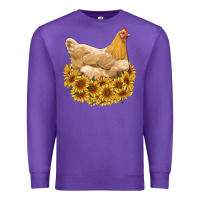 Purple chicken with sunflowers Premium Sweatshirt - RanaPortraitStore