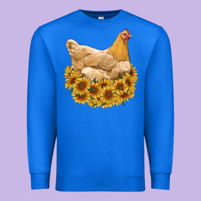 Chicken With Sunflowers Premium Sweatshirt Designed By Ranaportraitstore