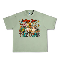Oil Green Coffee First Then Cows Urban Heavy Tee - FaDigitalArtStudio