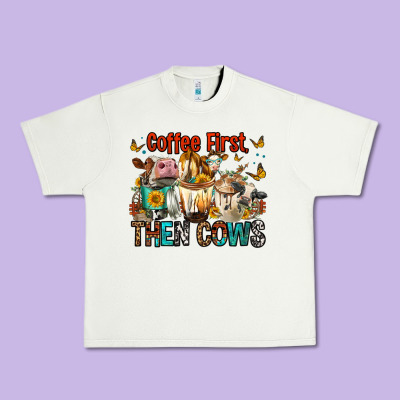 Coffee First Then Cows Urban Heavy Tee Designed By Fadigitalartstudio