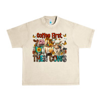 Sandshell Coffee First Then Cows Urban Heavy Tee - FaDigitalArtStudio