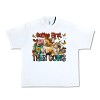 White Coffee First Then Cows Urban Heavy Tee - FaDigitalArtStudio
