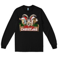 Black Merry Christmas Goats Long Sleeve Tee - LillyAllenDesigns
