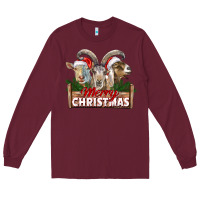 Burgundy Merry Christmas Goats Long Sleeve Tee - LillyAllenDesigns