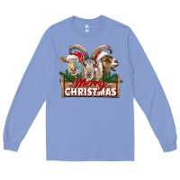 Colony Blue Merry Christmas Goats Long Sleeve Tee - LillyAllenDesigns